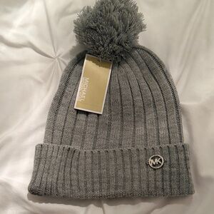 Michael Kors Gray Knit Pom-Pom Hat